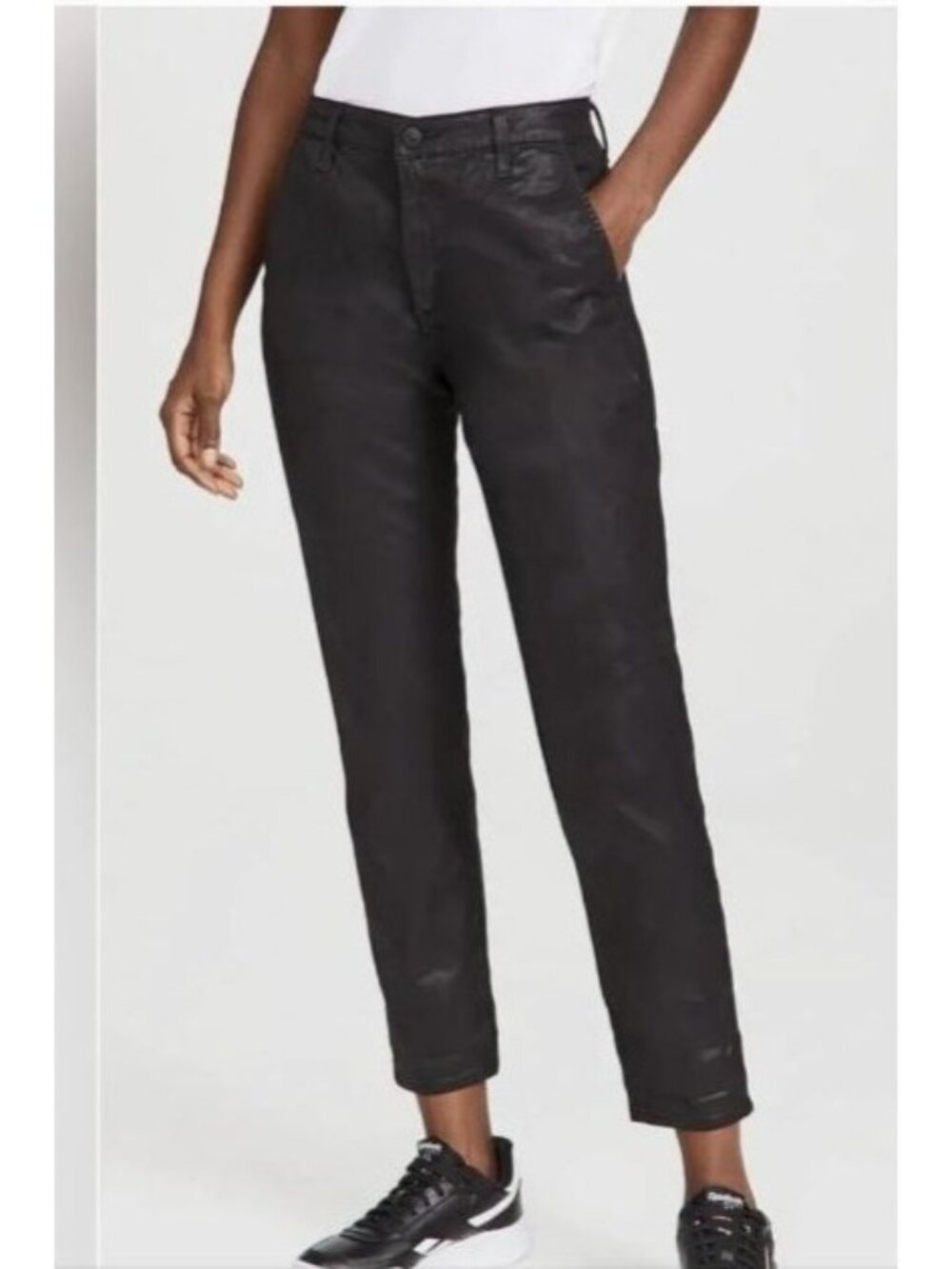 AG Adriano Goldschmied Black Coated Jeans Tailored Trouser Caden Size 24